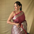MAROOM  Soft litchi silk saree with rich pallu and attractive border  1