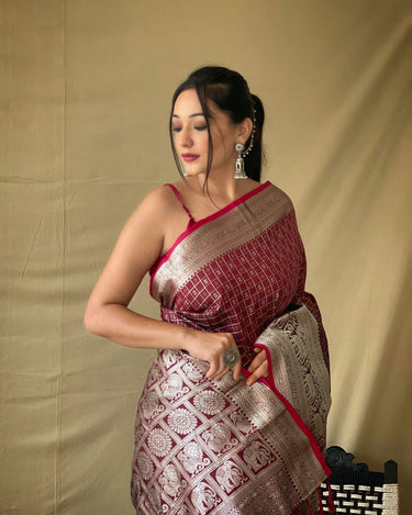 MAROOM  Soft litchi silk saree with rich pallu and attractive border  1