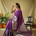 WINE   Soft litchi silk saree with rich pallu and attractive border   2