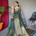  GREEN SUPERB ANTIQUE WEAVING USED IN THIS HANDLOOM SAREES 2