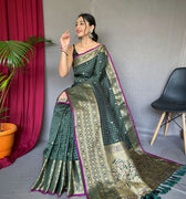  GREEN SUPERB ANTIQUE WEAVING USED IN THIS HANDLOOM SAREES 2