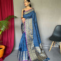 LIGHT BLUE  SUPERB ANTIQUE WEAVING USED IN THIS HANDLOOM SAREES