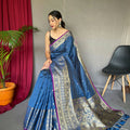 LIGHT BLUE  SUPERB ANTIQUE WEAVING USED IN THIS HANDLOOM SAREES 2