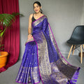 BLUE  SUPERB ANTIQUE WEAVING USED IN THIS HANDLOOM SAREES  2
