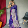BLUE  SUPERB ANTIQUE WEAVING USED IN THIS HANDLOOM SAREES 