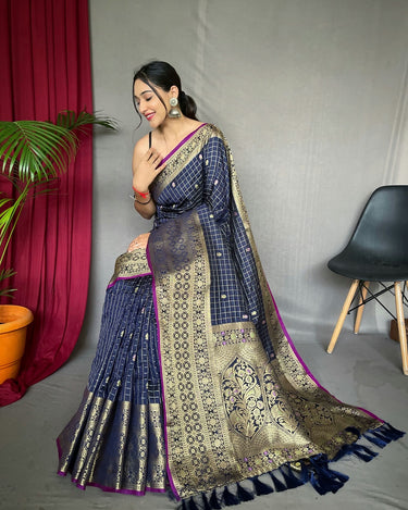 NAVY BLUE  SUPERB ANTIQUE WEAVING USED IN THIS HANDLOOM SAREES  2