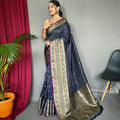 NAVY BLUE  SUPERB ANTIQUE WEAVING USED IN THIS HANDLOOM SAREES 