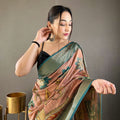 BROWN  Pure kalamkari print tussar silk saree  1