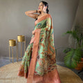 LIGHT GREEN  Pure kalamkari print tussar silk saree