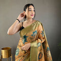 ORANGE   Pure kalamkari print tussar silk saree 1