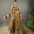 ORANGE   Pure kalamkari print tussar silk saree 2