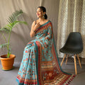 SKY BLUE  PURE MALAI COTTON SAREE  2