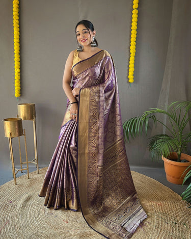 Purple Colour Kanchipuram Silk Saree