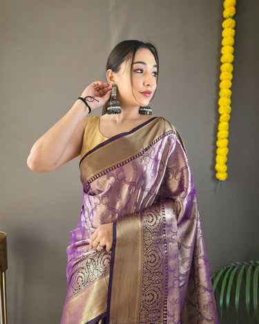 Purple Colour Kanchipuram Silk Saree 1