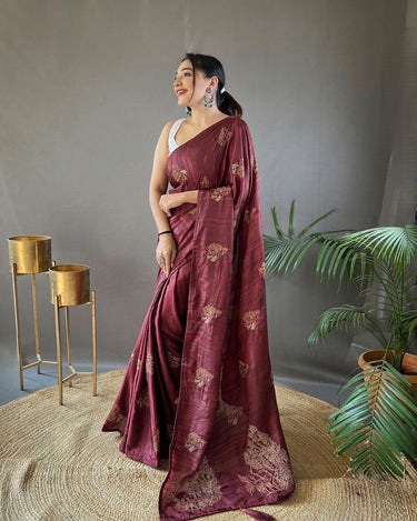  Brown Amaya silk with zari based embroidery Saree  2