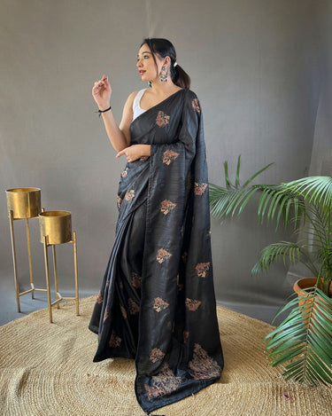  Black Amaya silk with zari based embroidery Saree