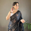  Black Amaya silk with zari based embroidery Saree 1