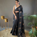  Black Amaya silk with zari based embroidery Saree 2