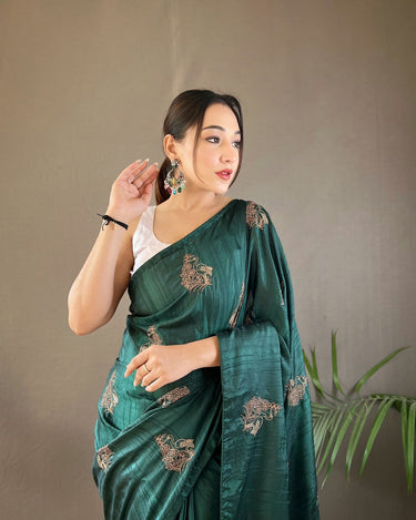  Green Amaya silk with zari based embroidery Saree 1