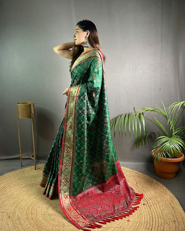 GREEN  SOFT RANGEEN PATOLA SILK SAREE 2