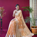 ORANGE  Pure linen Weaving saree 2