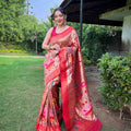 Wine Colour PURE PAITHANI SAREE WITH ALL-OVER ZARI AND MEENAKARI WEAVES