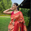 RED COLOUR PURE PAITHANI SAREE WITH ALL-OVER ZARI AND MEENAKARI WEAVES 1