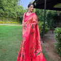 PINK PURE PAITHANI SAREE WITH ALL-OVER ZARI AND MEENAKARI WEAVES