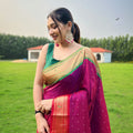 PINK  ganga jamuna border in combination with paithani weaving sarees  1