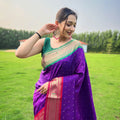 WINE ganga jamuna border in combination with paithani weaving sarees   1