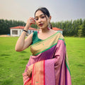 LIGHT PINK ganga jamuna border in combination with paithani weaving sarees   1