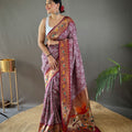 WINE Beautiful Lucknowi weaving saree