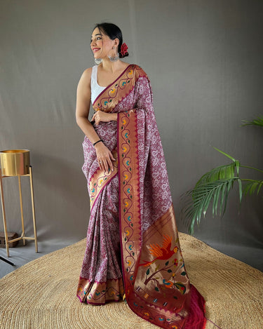 WINE Beautiful Lucknowi weaving saree