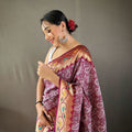 WINE Beautiful Lucknowi weaving saree 2