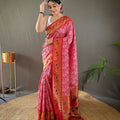 RED Beautiful Lucknowi weaving saree