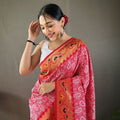 RED Beautiful Lucknowi weaving saree 1