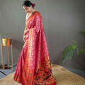 RED Beautiful Lucknowi weaving saree 2