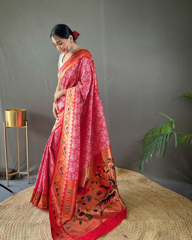 RED Beautiful Lucknowi weaving saree 2