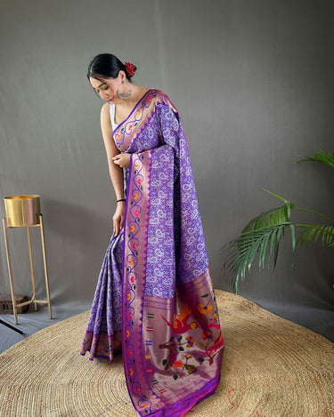 PURPLE Beautiful Lucknowi weaving saree