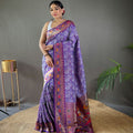 PURPLE Beautiful Lucknowi weaving saree 1