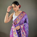 PURPLE Beautiful Lucknowi weaving saree 2