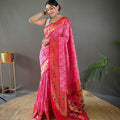 PINK Beautiful Lucknowi weaving saree