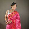 PINK Beautiful Lucknowi weaving saree 2