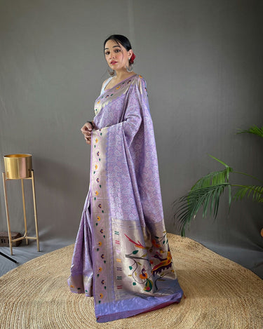 LIGHT PURPLE  Beautiful Lucknowi weaving saree 1