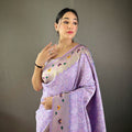 LIGHT PURPLE  Beautiful Lucknowi weaving saree 2