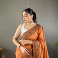 Orange Pure matka silk soft saree 1