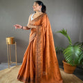 Orange Pure matka silk soft saree 2