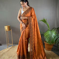 Orange Pure matka silk soft saree