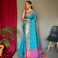 LIGHT BLUE SOFT RANGEEN PATOLA SILK SAREE