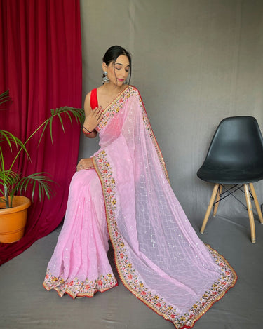  PINK   PURE GEORGATE SAREE 2